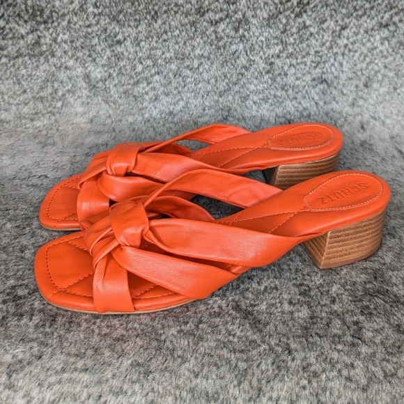 SCHUTZ Pitanie Leather Sandals Flame Orange Women's 9.5 - Picture 7 of 15